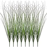 8 Bundles Artificial Plants Onion Grass Outdoor 17 Inch Tall Fake Shrubs Wheat Grass UV Resistant Greenery Stems Faux Bushes Plant for Indoor Outdoor Garden Office Home Decor(Green Red Tail)
