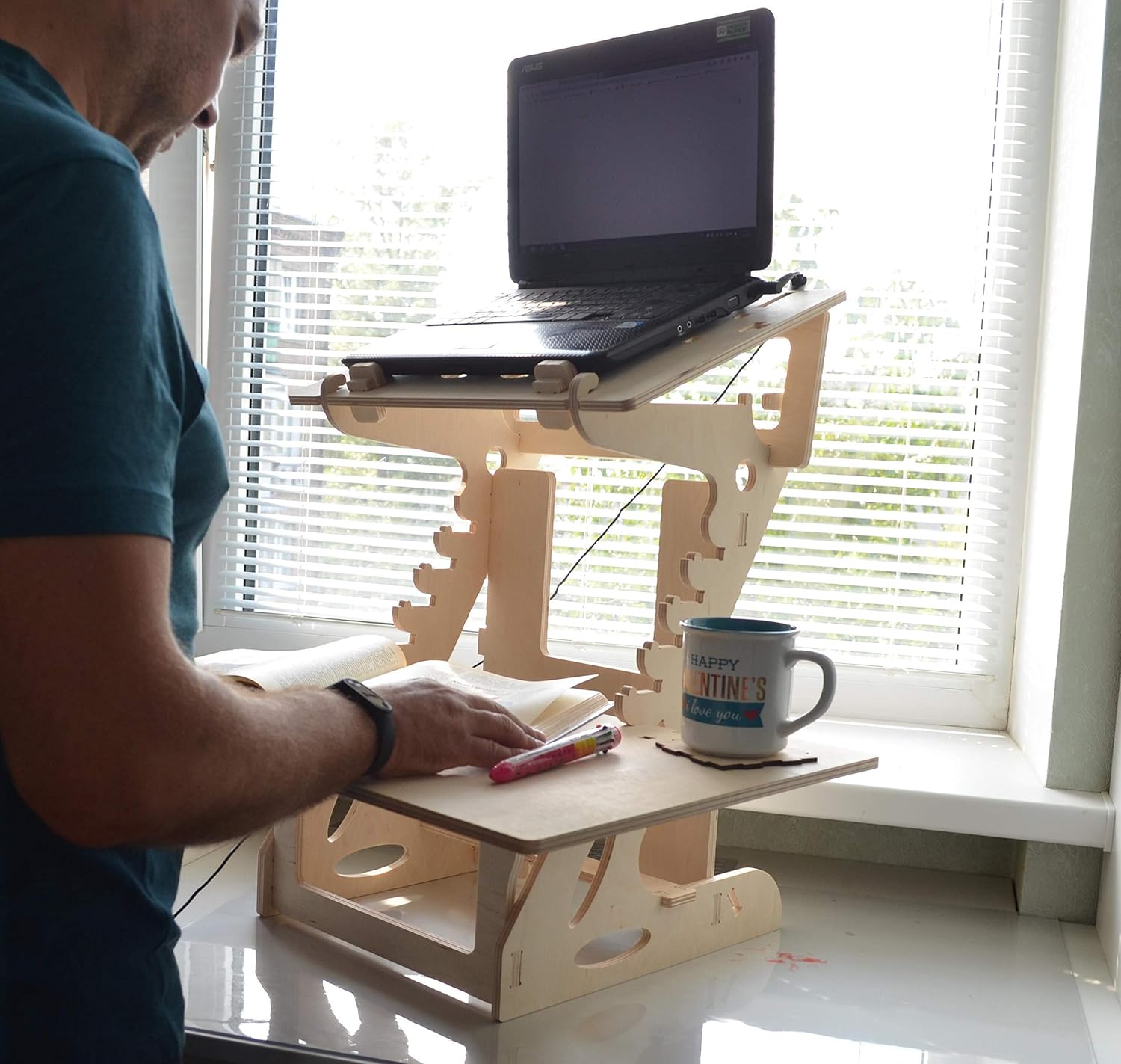 Modern wood standing desk, scaffolding desk, work station