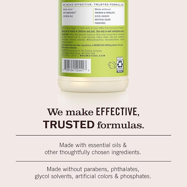 MRS. MEYER’S CLEAN DAY MULTI-SURFACE EVERYDAY CLEANER, LEMON VERBENA SCENT, 16 FL OZ BOTTLE