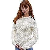 SAOL Women's 100% Merino Wool Side Button Sweater Fit Knitwear