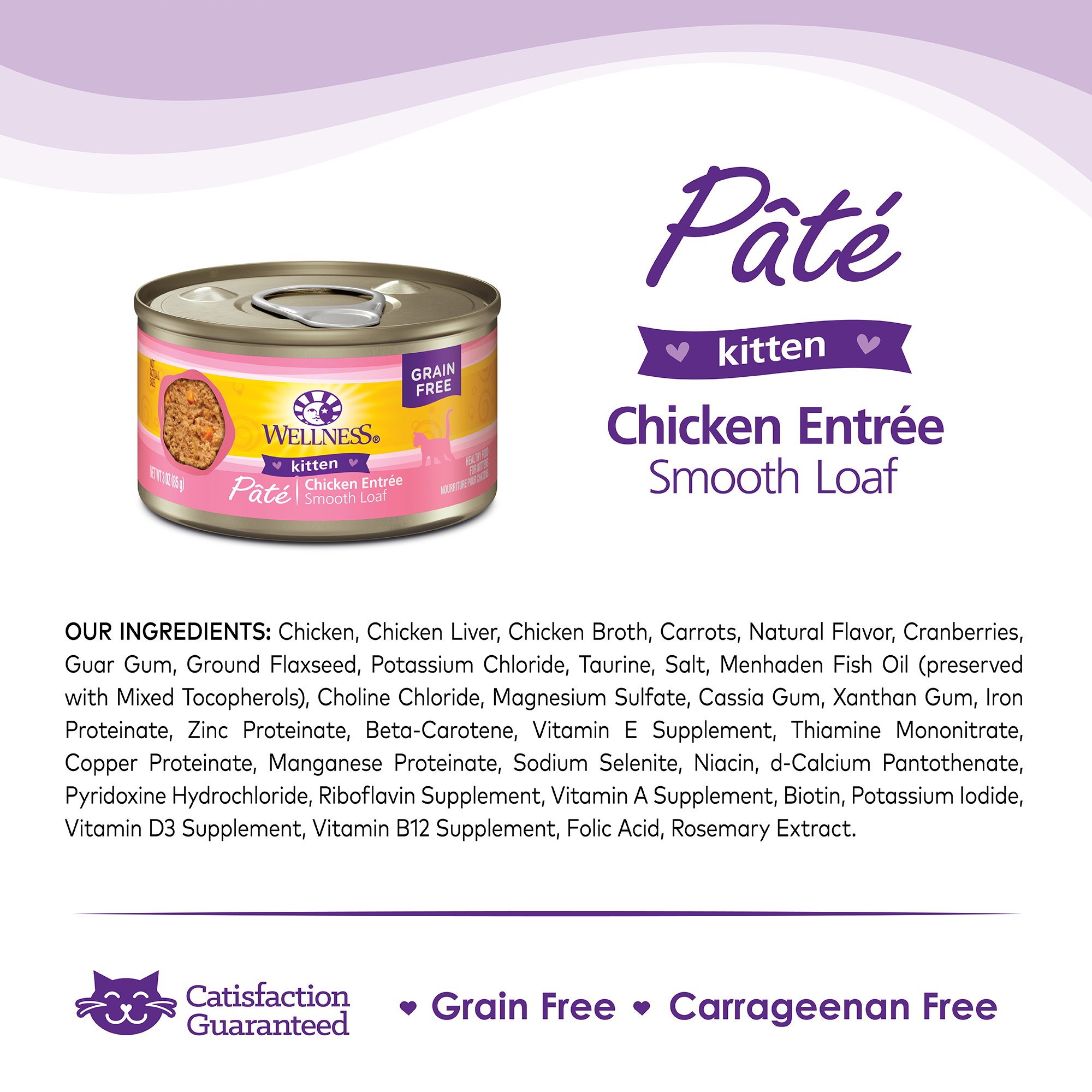 Wellness Natural Grain Free Wet Canned Cat Food, Kitten, 3-Ounce Can