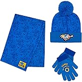 Sonic The Hedgehog Winter Hat and Gloves Set – Blue Sonic Hat for Boys Ages 5-13 – Winter Hat with Scarf and Glove Set