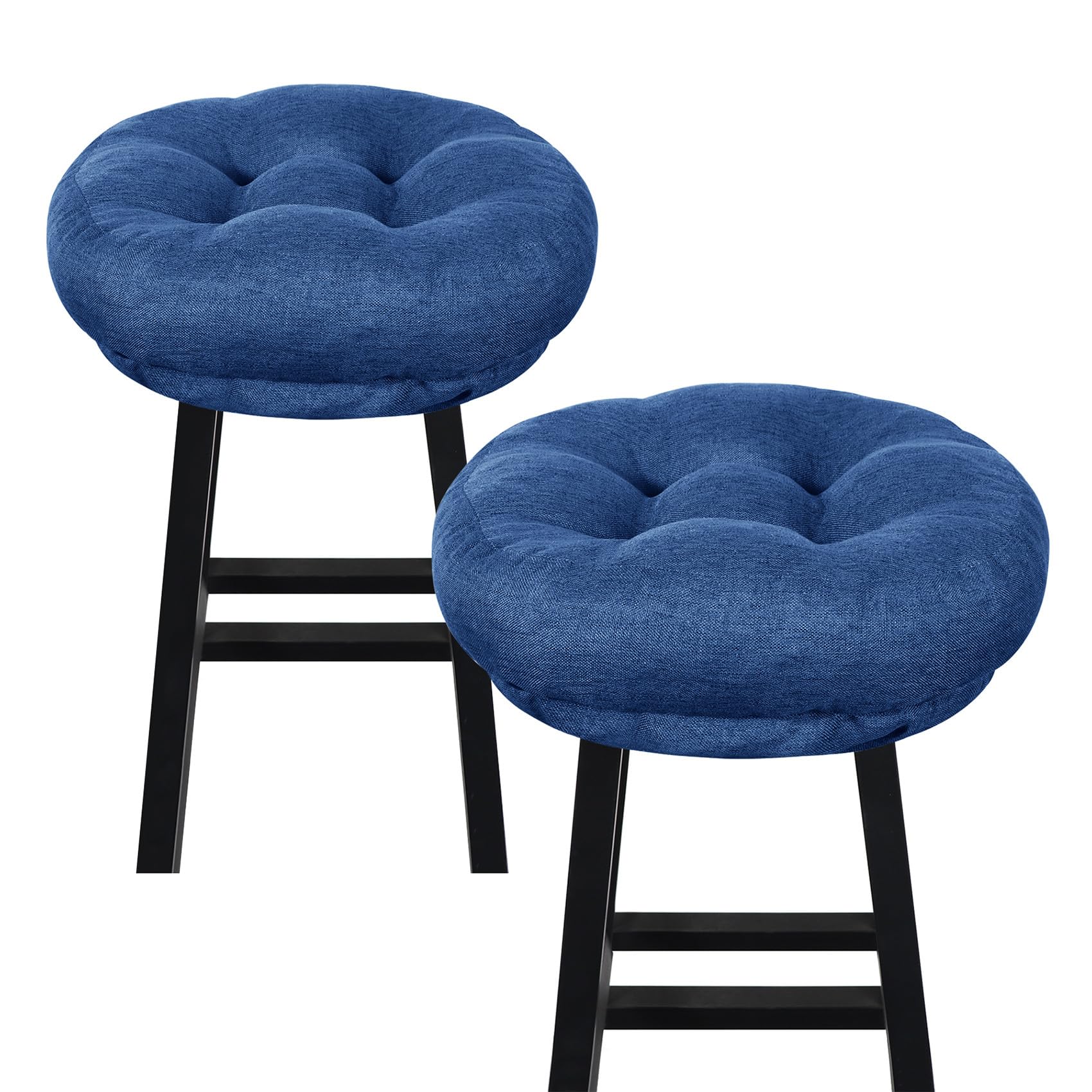 Photo 1 of PRONOUS Navy Blue Bar Stool Seat Cushions, Round Stool Covers Pads with Ties Non Slip (12"x12"x4",2 Pack)
