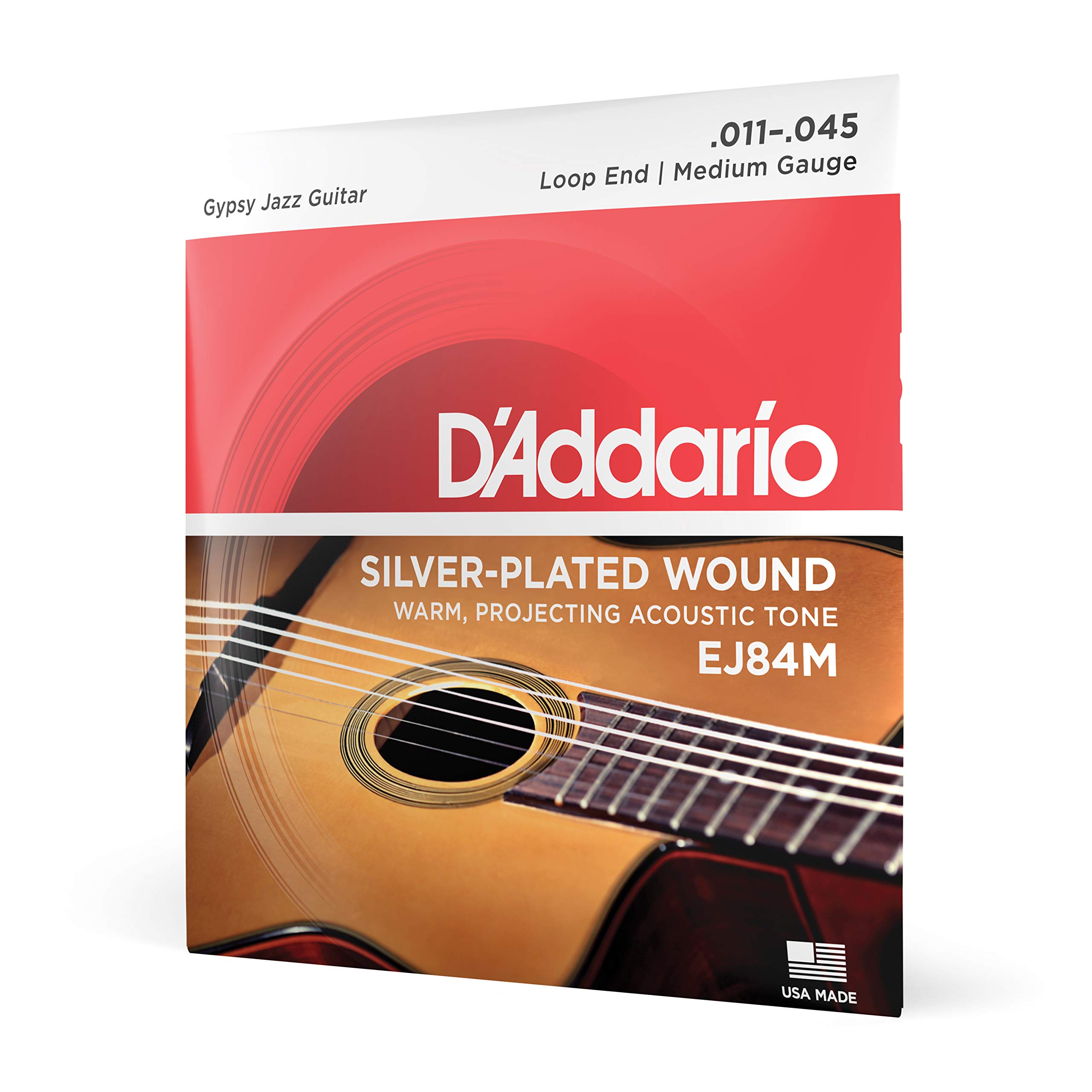 D'Addario Gypsy Jazz Acoustic Guitar Strings - EJ84M - Loop End - Medium, 11-45 — image 1