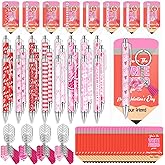 96 Pcs Valentine's Day Employee Appreciation Gifts Happy Valentines Ballpoint Pens Bookmarks Heart Keychains Bulk Inspirational Thank You Gifts for Team Staff Coworkers Employees Teachers Nurses