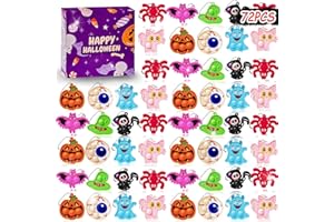 SDATOY 72Pcs Halloween Party Favors, Fidget Toys Bulk Mini Pop Bubbles with Keychain, School Classroom Prizes Box Fidgets Toys for Kids Toddlers Adult, Goodie Bag Stuffers, Treasure Chest box, Halloween Toys