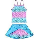 WhizBuzz Girls Swimsuit Two Pieces Bathing Suit Multicolor Sleeveless Rash Guard Sets for Kids Child