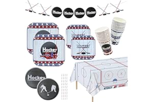 Hockey Party Decorations, Hockey Theme Birthday Party Supplies for Kids Hockey Fans Party Gameday, 102Pcs Includes Paper Plat