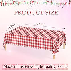 WNINK 4 Pack Red Gingham Tablecloth Rectangular Red