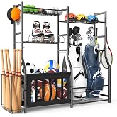 TORACK Golf Bags Stand with Ball Storage, Large Capacity Garage Sports Equipment Organizer