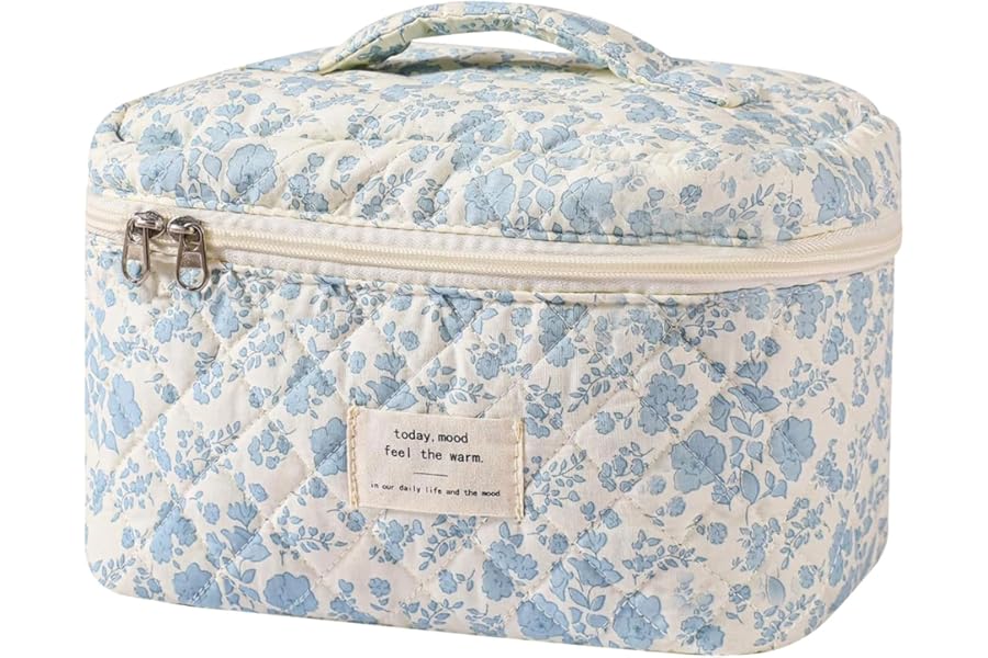 Gosect Large Makeup Bag, Cute Cosmetic Bag for Women Girls, Floral Coquette Aesthetic Toiletry Bag, Travel Make Up Organizer Bag (BDLH)