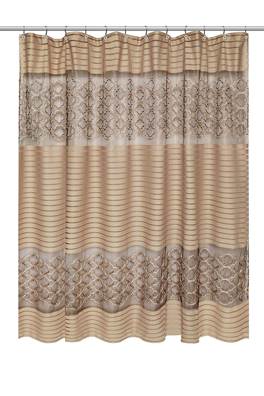 Popular Bath Shower Curtain, Spindle Collection, 70" x 72", Gold, Microfiber, 72" W x 72" L (Pack of 1) — image 1
