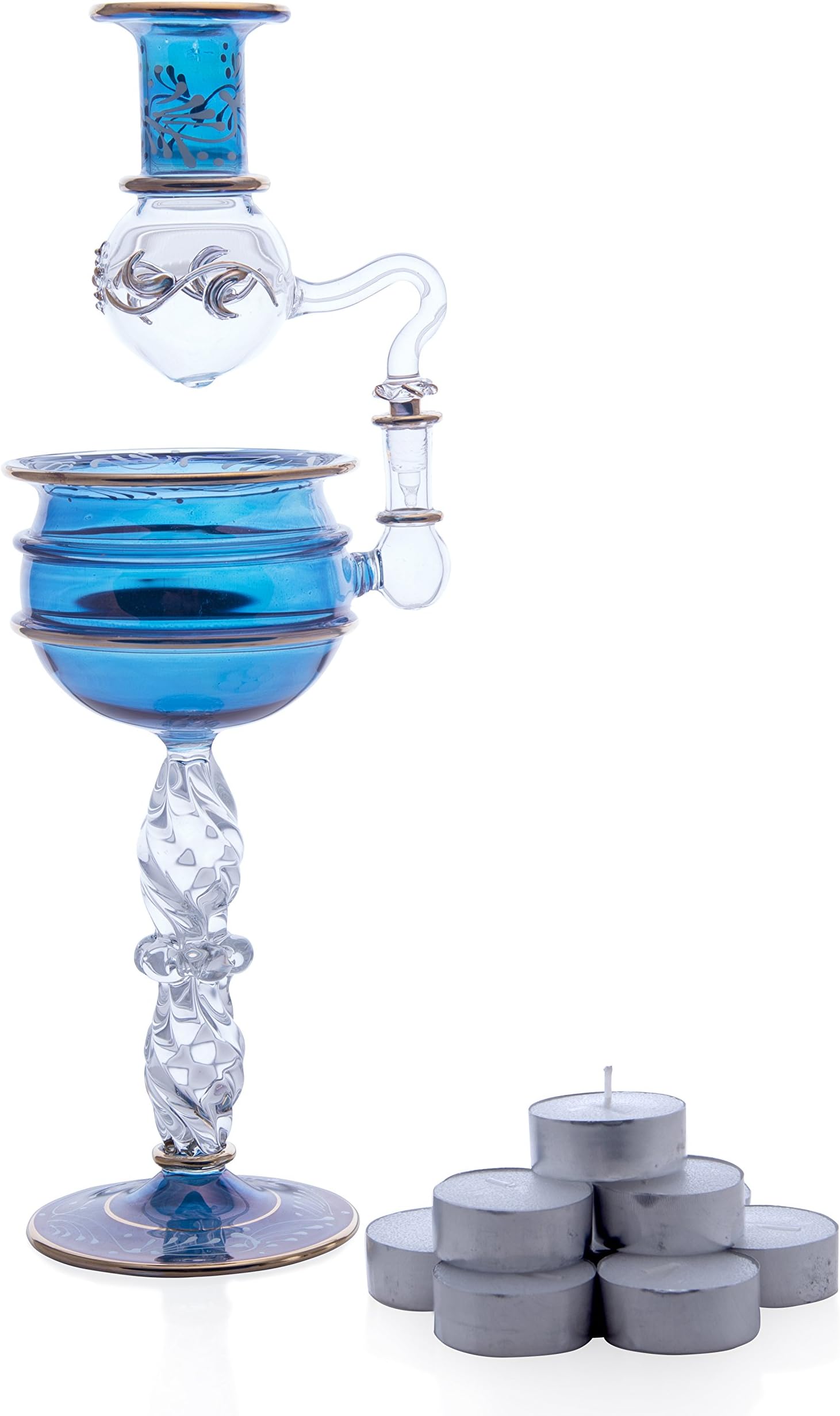 Hand-Made Egyptian Glass Essential Oil Diffuser for Natural/Medical/Headache Aromatherapy (Blue)