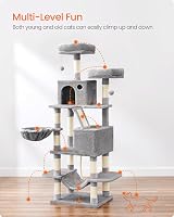Feandrea Cat Tree 168 cm Large Tower 13 Scratching Posts 2 Caves Hammock view 3