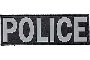 SUVIYA Police Patch with Hook and Loop (Gray-Reflective, 8.5x3 inch)