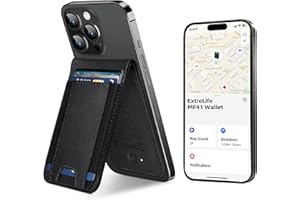 ExtreLife for MagSafe Wallet with Apple Find My, 8-Card Holder, Adjustable Stand, Magnetic Wallet for iPhone 17/16/15/14/13/12 Series, RFID Blocking, Black