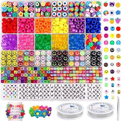 DTYDECLE 930Pcs Pony Beads Kit for DIY Jewelry Making - Rainbow & Letters