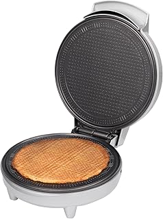 Trebs 99263 Hörnchenautomat für hauchdünne und knusprige Eishörnchen - Waffeleisen - Waffelautomat - 700 Watt - Anti-Haft beschichtet - Kontrollleuchte - Silber