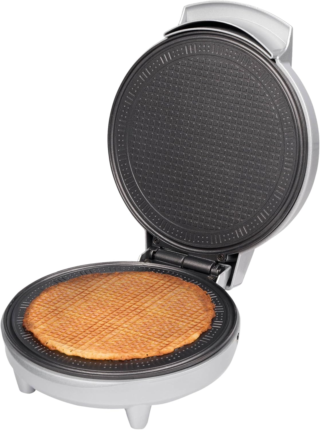 Trebs 99263 Hörnchenautomat für hauchdünne und knusprige Eishörnchen - Waffeleisen - Waffelautomat - 700 Watt - Anti-Haft beschichtet - Kontrollleuchte - Silber