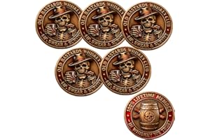 Old Bastards Whiskey Club – Sip, Swear & Survive Coin, Vintage Skull Barrel Coins, Whiskey Drinking Challenge Coin, Liquor Lo