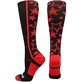 MadSportsStuff Softball Socks with Stars for Girls and Women Over the Calf Tall Socks Youth and Adult Sizes