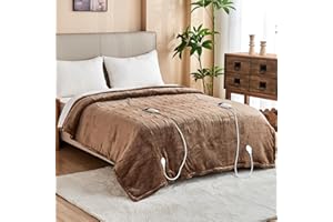 CUSHIOUS Heated Blanket Electric Queen Size, Soft Sherpa Flannel Heating Blanket Throw with Overheating Protection, 8 Hours Auto Off 10 Fast Heating Levels, Heat Blanket for Home & Office Machine Washable