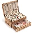 Pinzoveco Jewelry Box for Women, Rustic Wooden Jewelry Organizer Box for Storage Earrings Rings Necklace Bracelet, Farmhouse Style Wood Jewelry Boxes & Organizers (Torched Wood Color)