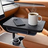 OYKPWY Car Desk for Laptop, Rotating Car Table Tray for Cup Holder | 360&deg; rotating wood car tray, adjustable height with extension rod, fits 2.75-3.93 in round cup holders, desk mat and pouch