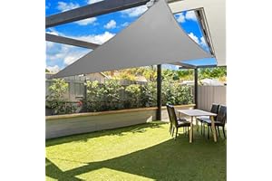 SUNNY MOOD 20' x 20' x 28.3' Grey Right Triangle Sun Shade Sail Outdoor Patio Canopy Mash Material UV Block - Custom Size Accepted