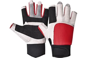 ChinFun Unisex Sailing Gloves Padded Palm Fingerless Kayaking Glove- Perfect for Paddling, Canoeing for Men Women & Youth