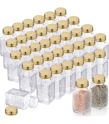 48 Pack Glass Salt Shakers With Stainless Steel Lids - 2.7oz Small Spice Shakers For Kitchen & Events