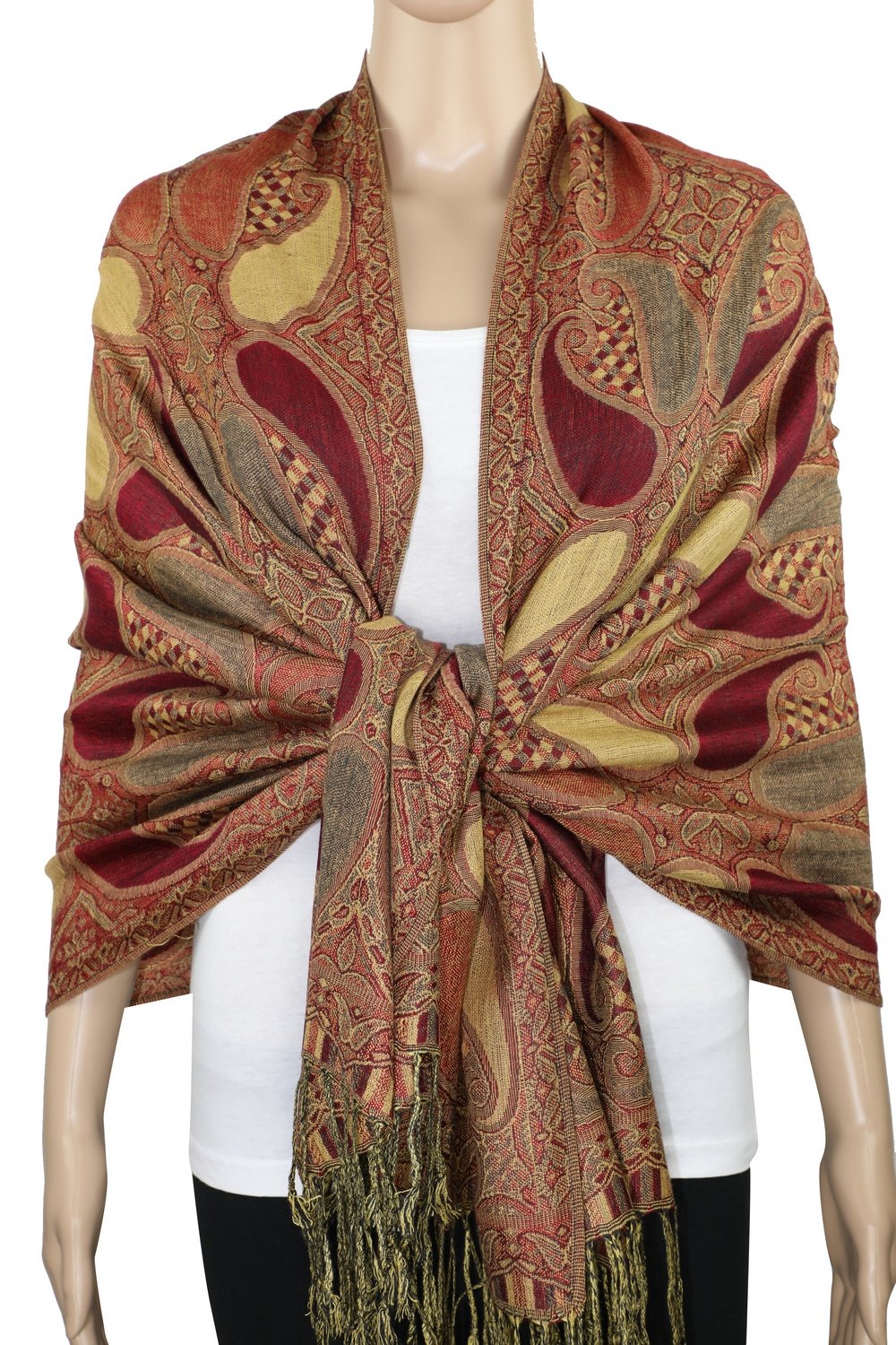 Achillea Soft Silky Multi Color Paisley Pashmina Double Layered Shawl Wrap Scarf Achillea Soft Silky Multi Color Paisley Pashmina Double Layered Shawl Wrap Scarf