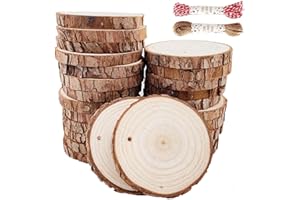 WILLIAM CRAFT Unfinished Natural Wood Slices 30 Pcs 2.4"-2.8" Inch Wood coaster pieces Craft Wood kit Predrilled with Hole Wooden Circles Great for Arts and Crafts Christmas Ornaments DIY Crafts Rustic Wedding Orna