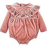 Mud Pie baby-girls Mud Pie Baby Pink Velvet Romper