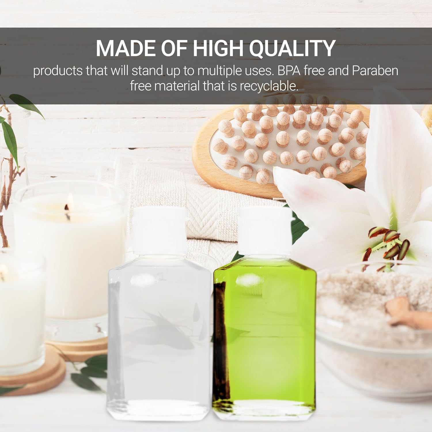 MHO Containers | Clear Refillable Flip-Top Bottles - BPA/Paraben Free 60mL/2oz- Set of 20: Home Improvement