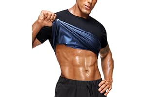 Junlan Sauna Shirt for Men -Waist Trainer Vest Gym Top for Running & Training