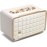 JBL Authentics 200 - Retro Style Smart Home Speaker with Built in Wi-Fi, Bluetooth and Voice Assistants, Alexa and Google Assistant, Multi-Room Playback, Automatic self Tuning (White/Gold)