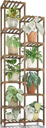 Bamworld Tall Plant Stand 11-Tier Wood Indoor Outdoor Garden Shelf 71.8in