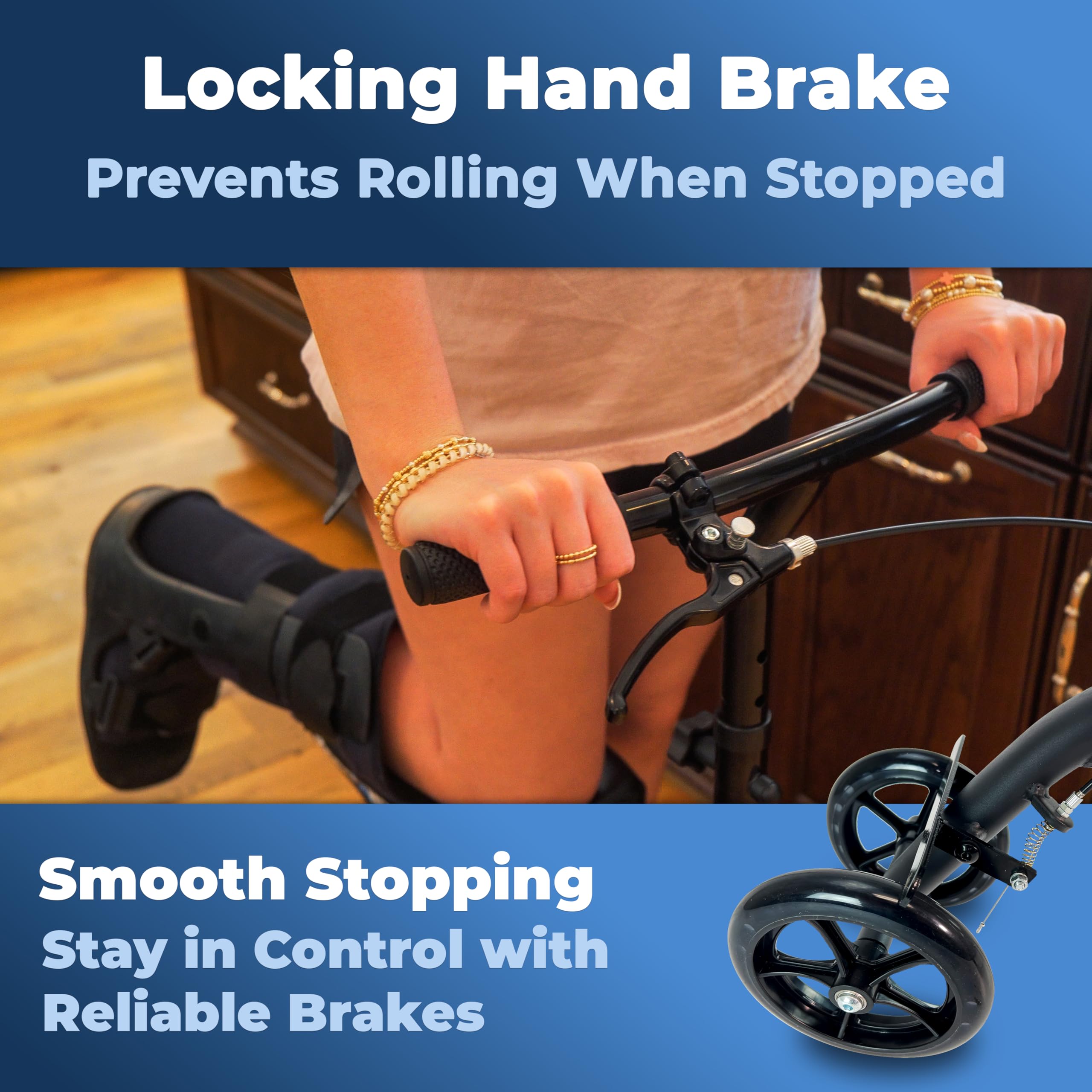 KneeRover Economy Knee Scooter Steerable Knee Walker for Adults for Foot Surgery, Broken Ankle, Foot Injuries - Foldable Knee Rover Scooter for Broken Foot Injured Leg Crutch (Black)