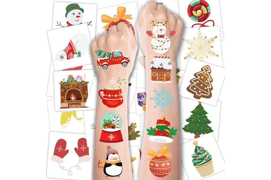 Stocking Stuffers – 160 PCS Christmas Tattoos for Boys Girls | Kids Christmas Gifts Games Crafts Party Favors Decorations for Grandkids- Christmas Sweaters Dress Shirts Outfit for Women Adults