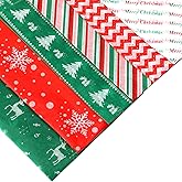 SAVITA 60 Sheets 20x20" Tissue Paper Gift Wrap - Assorted Colors for Christmas Party & DIY Gift Bags - Snowflake, Wave, Elk,
