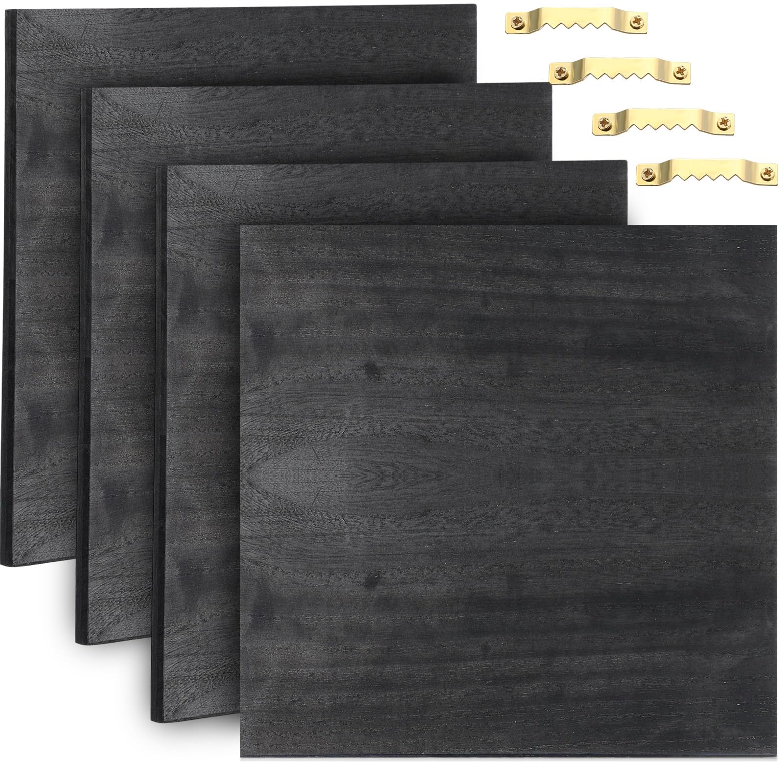 Photo 1 of DoubleFill 4 Pcs Washed Blank Wooden Signs, 12 x 12 x 0.6 Inch Blank Signs for Crafts, Rustic Wood Canvas, Wooden Plaque, Wood Planks for Crafting Wall DIY Projects Gift Making (Black)