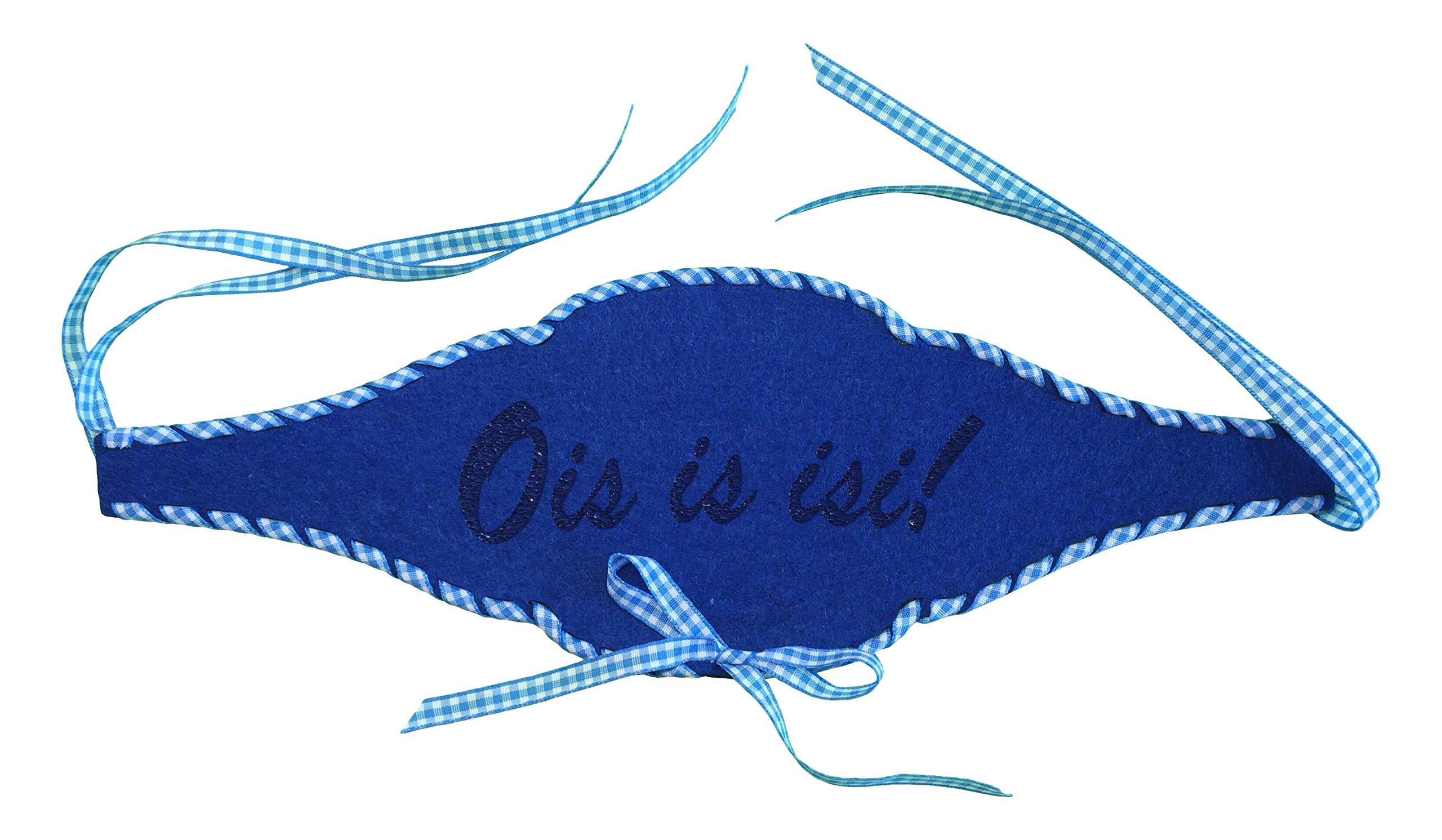 'Petra's Craft News A FBF41 °F5047 Bottle Dark Blue Felt Tape, "OIS is Isi with Light Blue Check Band Threaded