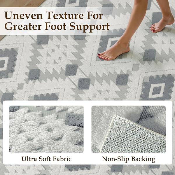 PURECOZY MOROCCAN 5X7 AREA RUG FOR LIVING ROOM BLUE GREY WASHABLE CHECKERED SHAG BEDROOM CARPET NON SLIP SOFT NEUTRAL BOHO MODERN THROW RUG FOR OFFICE KITCHEN DINING ROOM NURSERY
