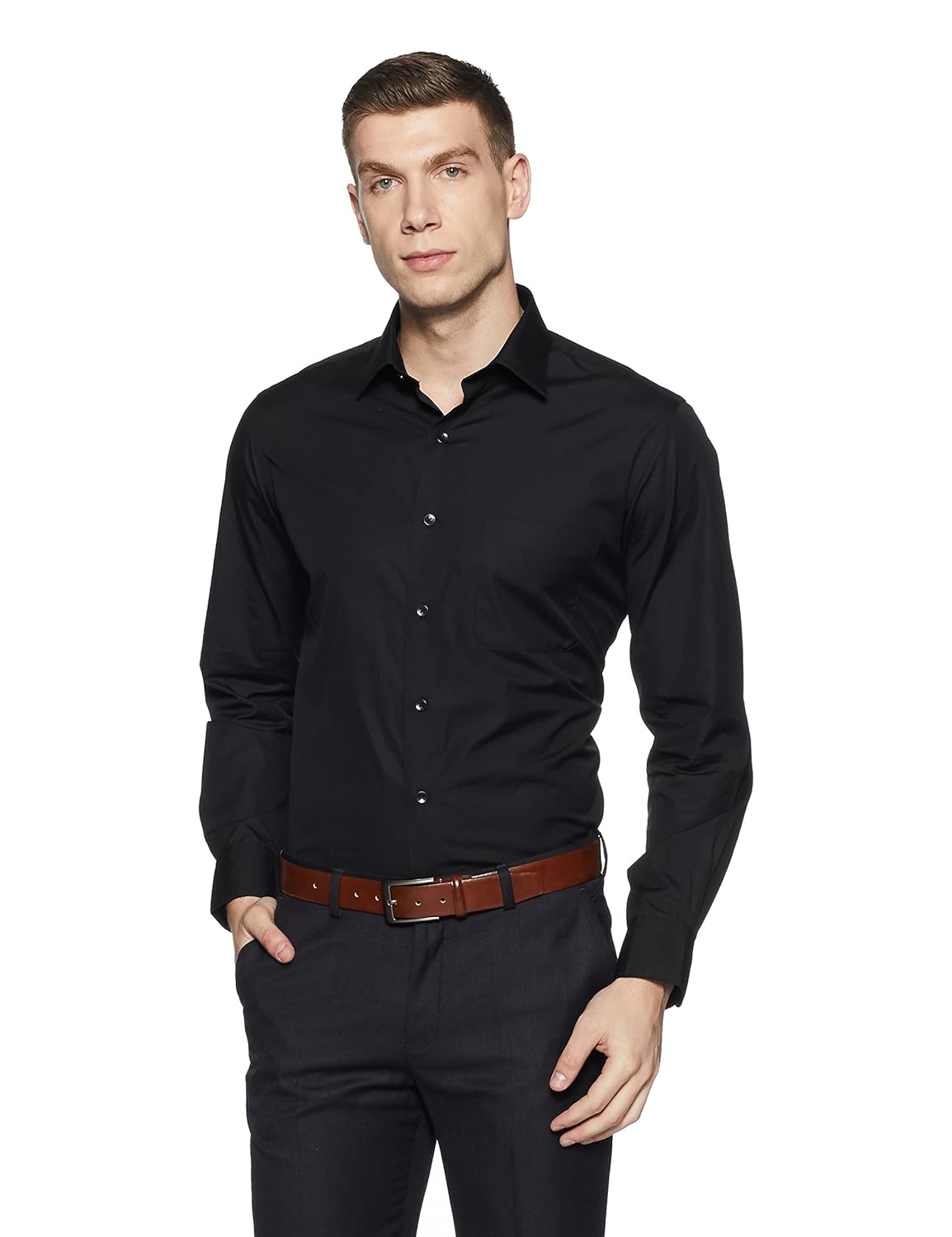 arrow men's plain regular fit formal shirt