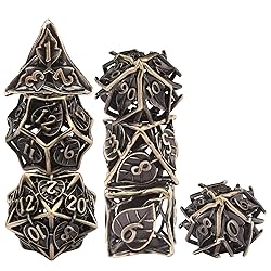 AUSTOR Metal DND Dice Set 7 Pieces Leaf DND Dice
