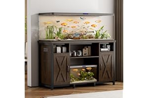 PIPLEO 55-90 Gallon Fish Tank Stand with Power Outlets, Aquarium Stand with Cabinet, Heavy Duty Reptile Tank Turtle Terrariums Table for Fish Tank Accessories Storage, 52" L x 19.7" W, 1000LBS Capacity