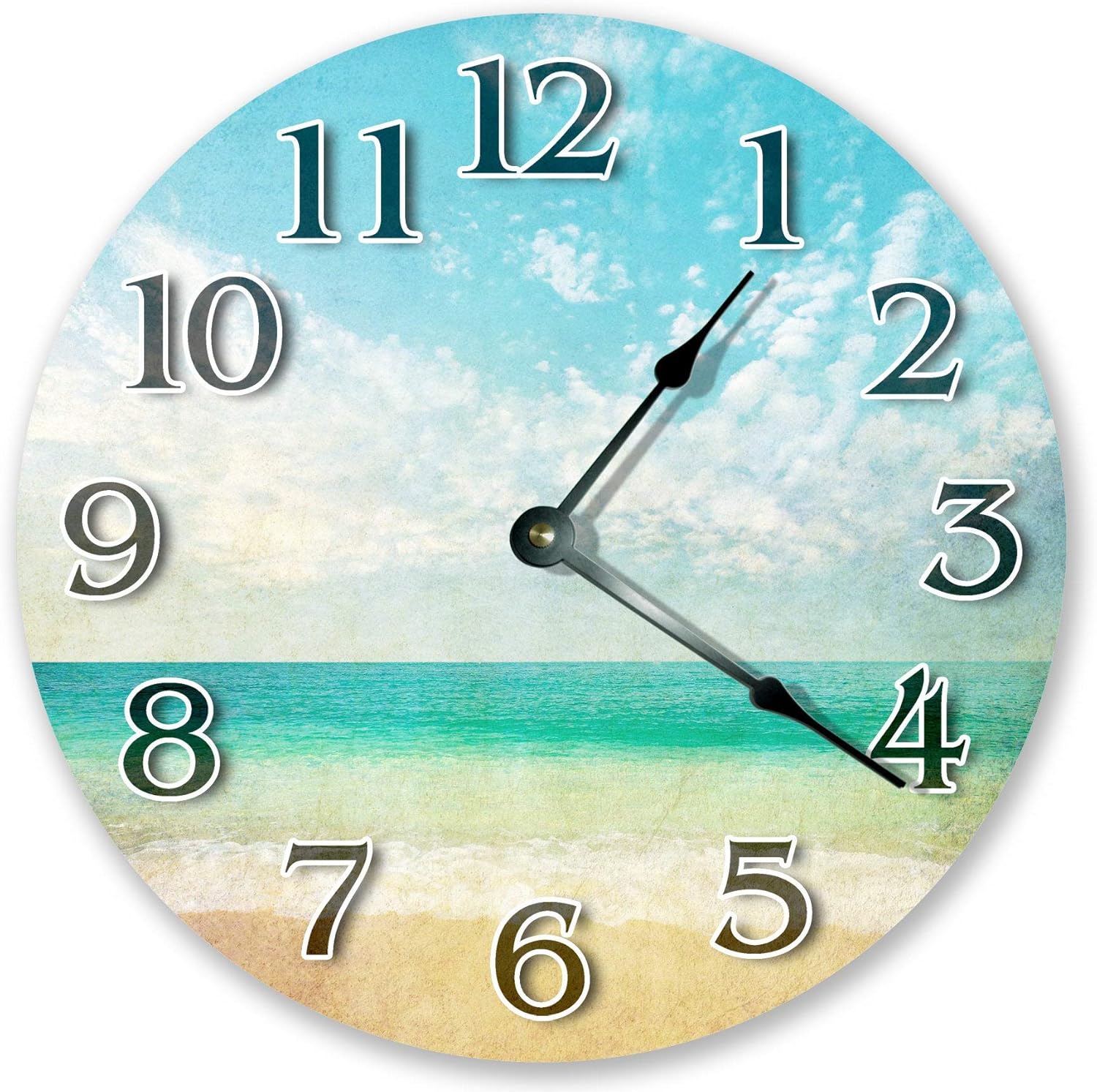 Reloj de pared de madera para decoración de playa, grande, reloj de