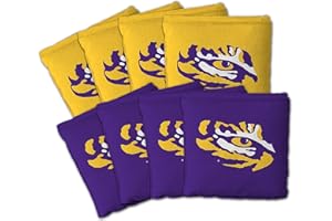 YouTheFan Officially-Licensed NCAA Set of 8 Cornhole Bags - All Weather Dual Sided Slide & Stop - Regulation Size with Carry case