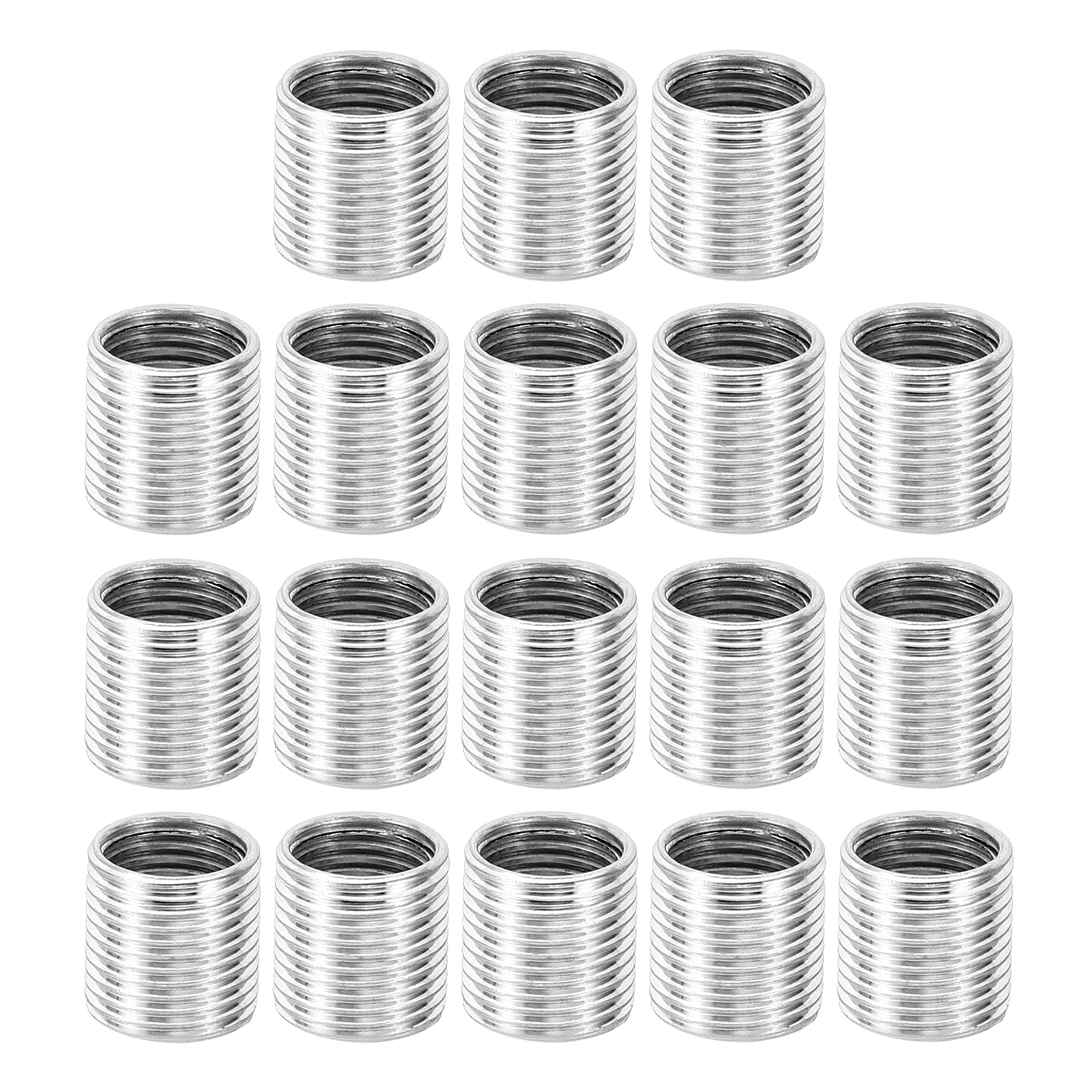 PATIKIL M12xM10x12mm Metal Threaded Repair Insert Nut, 18Pcs Male to Female Fine Thread Sleeve Inserts Reducing Nut Adapter Reducer Screw Sleeves, White Zinc